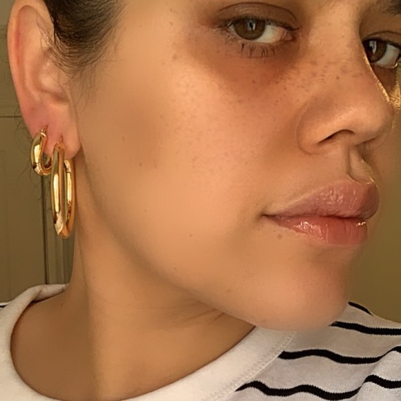 She Thick gold plated chunky hoops A large pair - Picture 7 of 8